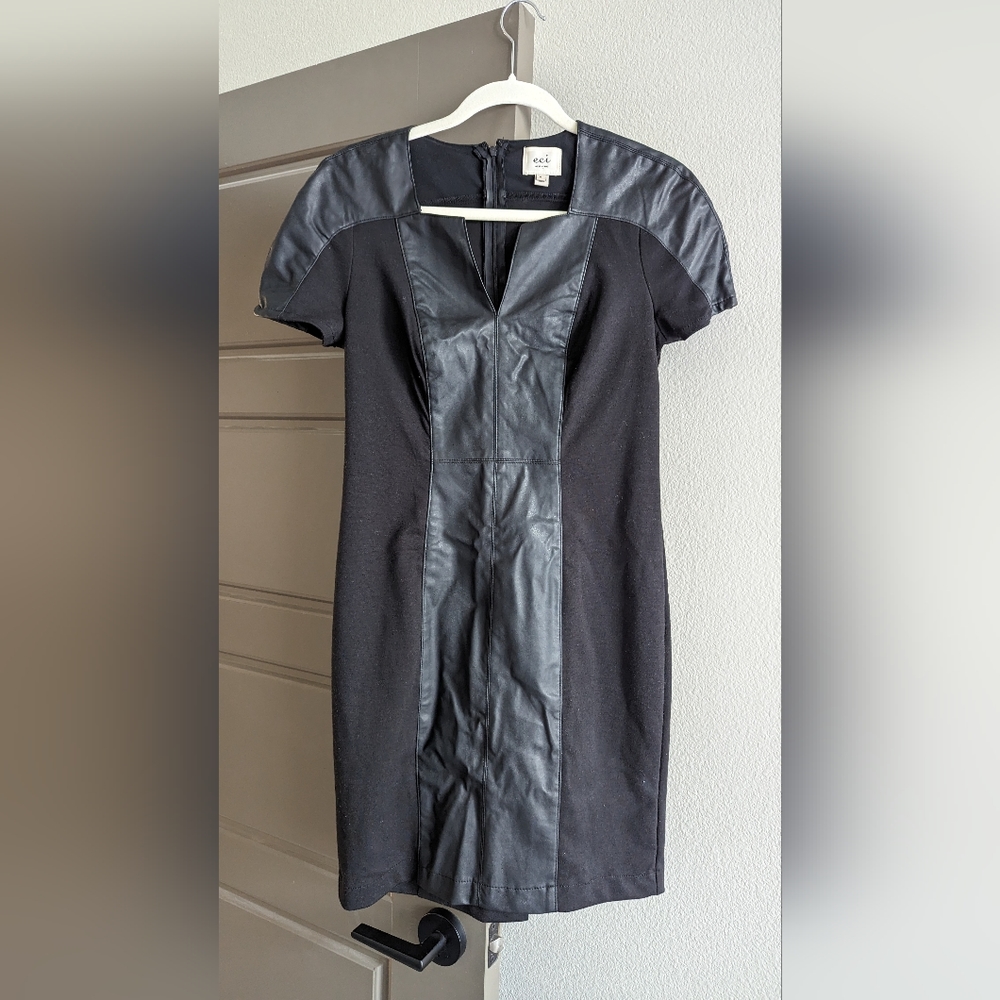 Half faux Leather Womens Black Dress Size 6